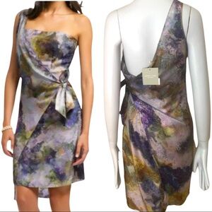 NWT SACHIN + BABI Silk Monet Ankasa Vickie Dress One Shoulder Wrap Pastel Size 4